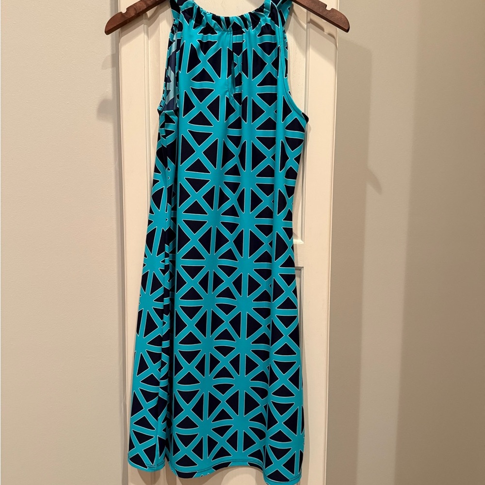 Jude Connally Teal and Navy Geometric Dress